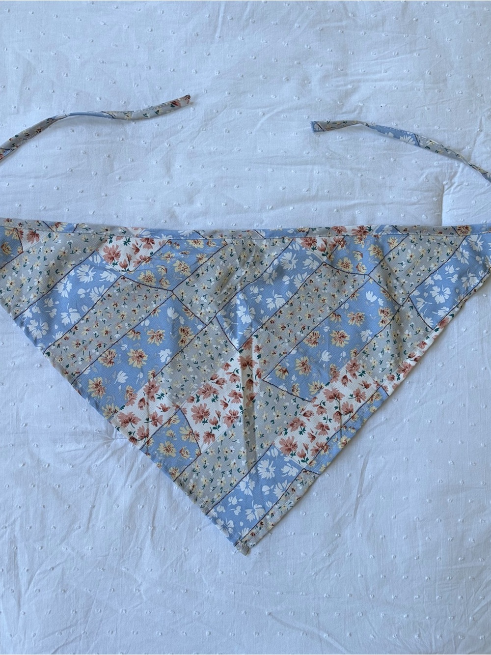 Blue Floral Patchwork Headband Headscarf
